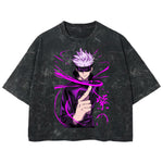 Playera streetwear premium de anime y gaming ExtraLife MX, corte boxy deluxe mineral wash heavyweight en color Acid Wash, moda urbana mexicana de culto.