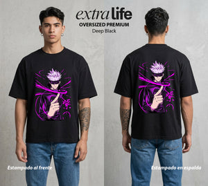 El Arte de las Maldiciones | Dominio del Infinito #01838 - Playera Oversized Premium | Deep Black - Foto en modelo
