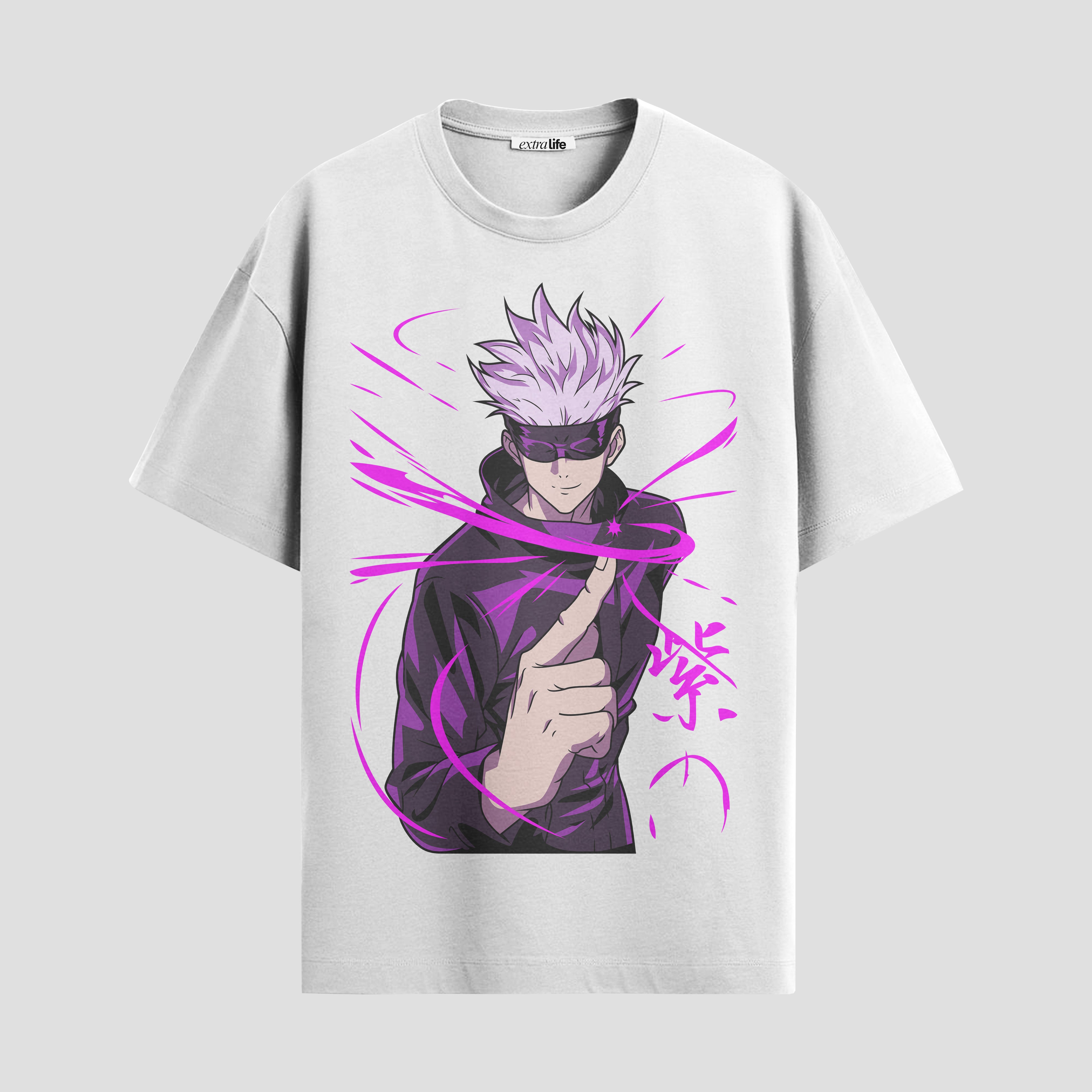 Playera urbana de anime y gaming ExtraLife MX, corte Standard Fit unisex ligero y transpirable en color Deep Black y Pure White, ropa de uso diario para gym y casual.