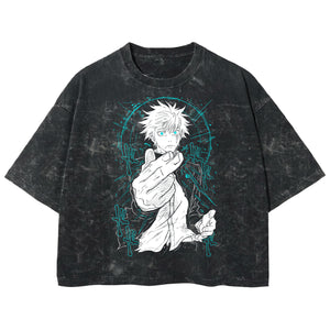 Playera streetwear premium de anime y gaming ExtraLife MX, corte boxy deluxe mineral wash heavyweight en color Acid Wash, moda urbana mexicana de culto.