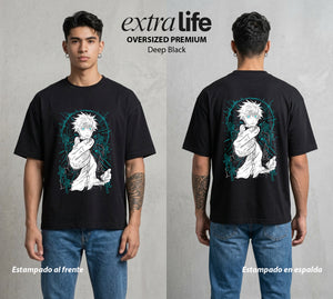 El Arte de las Maldiciones | El Infinito Absoluto #01839 - Playera Oversized Premium | Deep Black - Foto en modelo