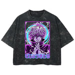 Playera streetwear premium de anime y gaming ExtraLife MX, corte boxy deluxe mineral wash heavyweight en color Acid Wash, moda urbana mexicana de culto.