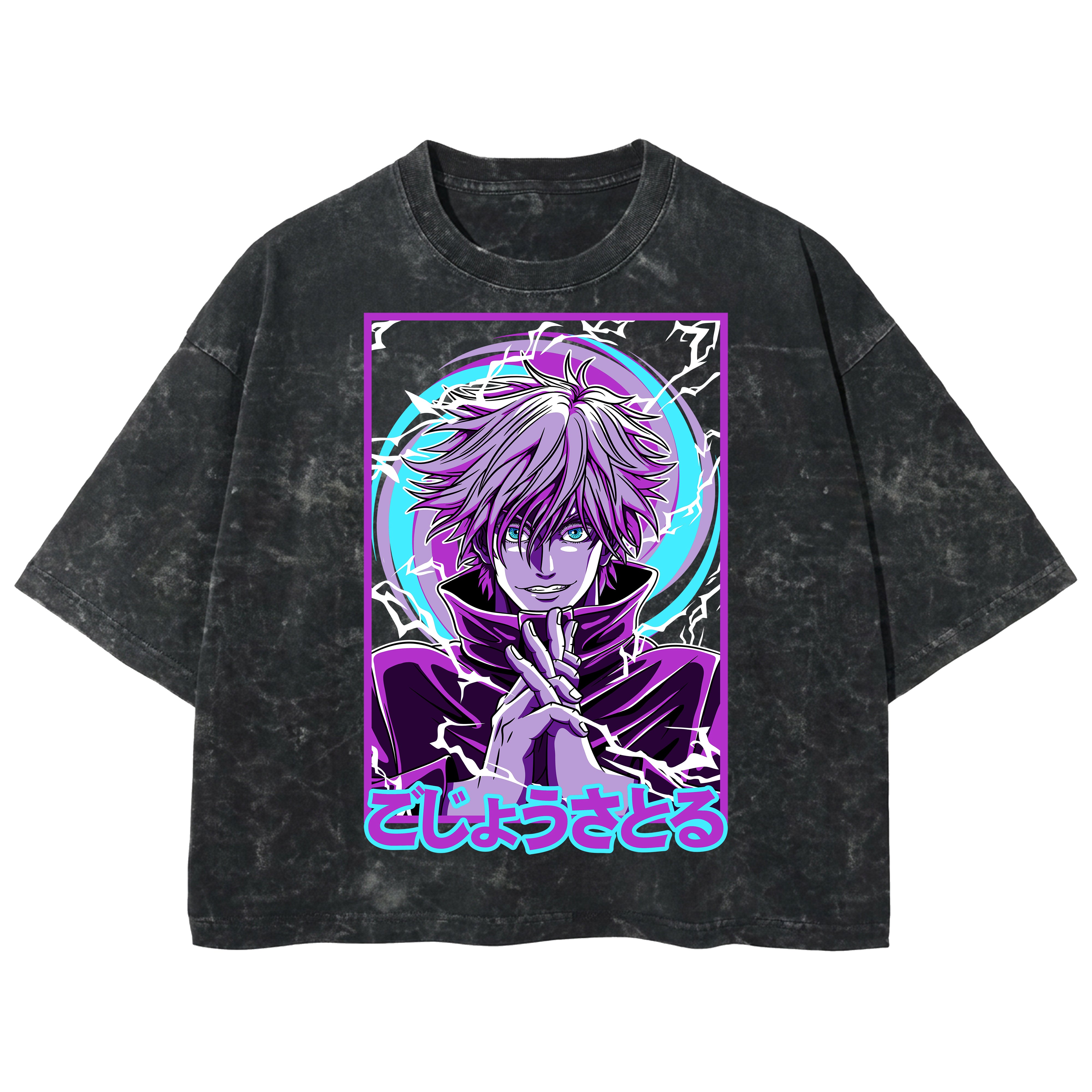 Playera streetwear premium de anime y gaming ExtraLife MX, corte boxy deluxe mineral wash heavyweight en color Acid Wash, moda urbana mexicana de culto.