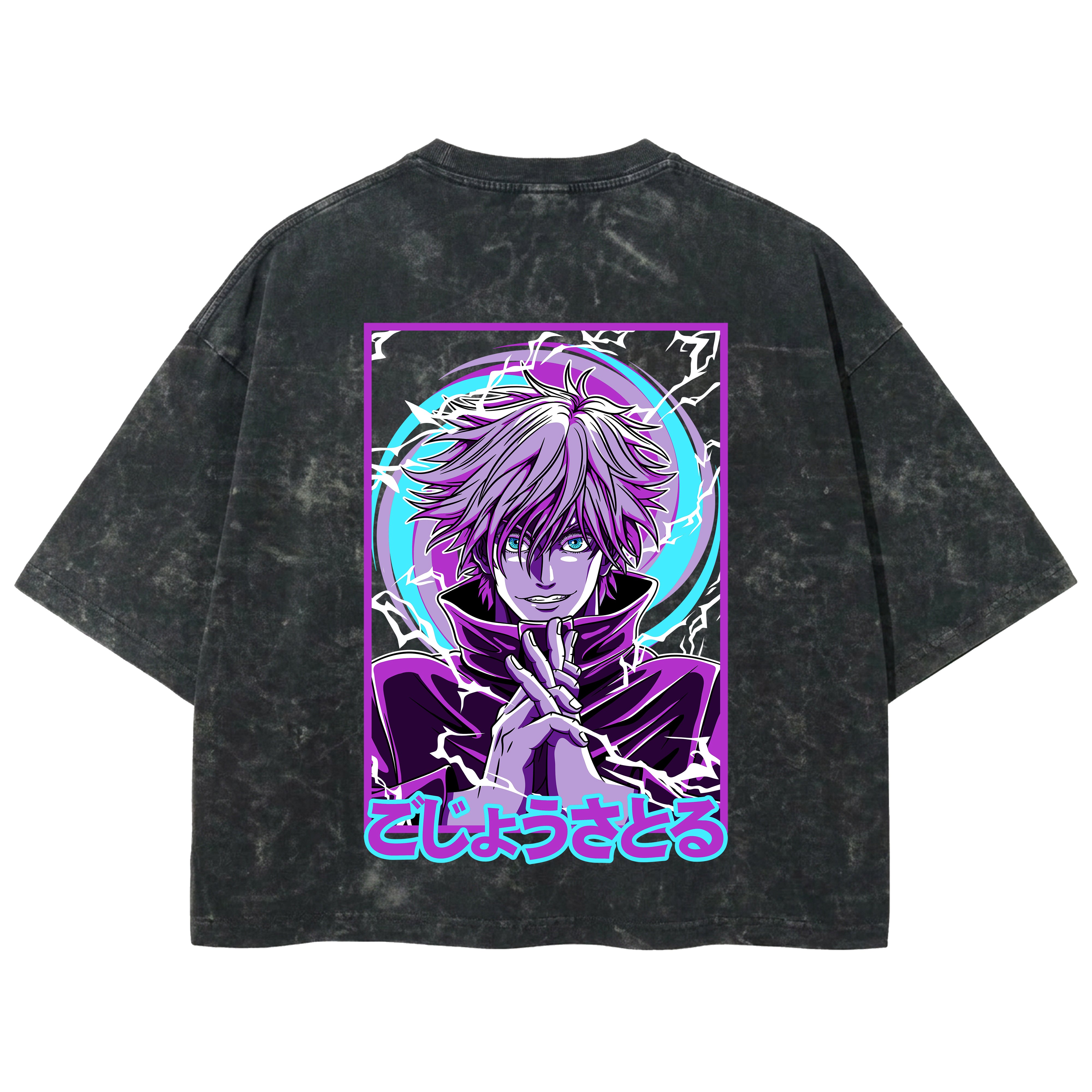 Playera streetwear premium de anime y gaming ExtraLife MX, corte boxy deluxe mineral wash heavyweight en color Acid Wash, moda urbana mexicana de culto.