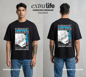 El Arte de las Maldiciones | Seis Ojos del Poder #01841 - Playera Oversized Premium | Deep Black - Foto en modelo