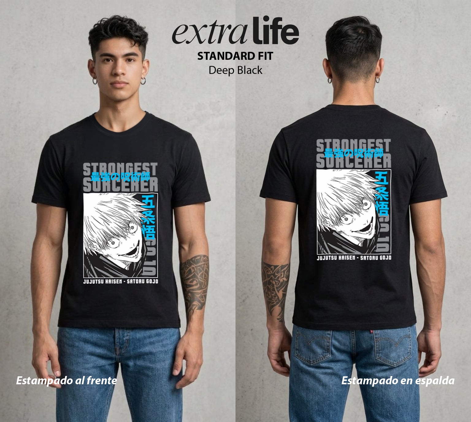 El Arte de las Maldiciones | Seis Ojos del Poder #01841 - Playera Standard Fit | Deep Black - Foto en modelo