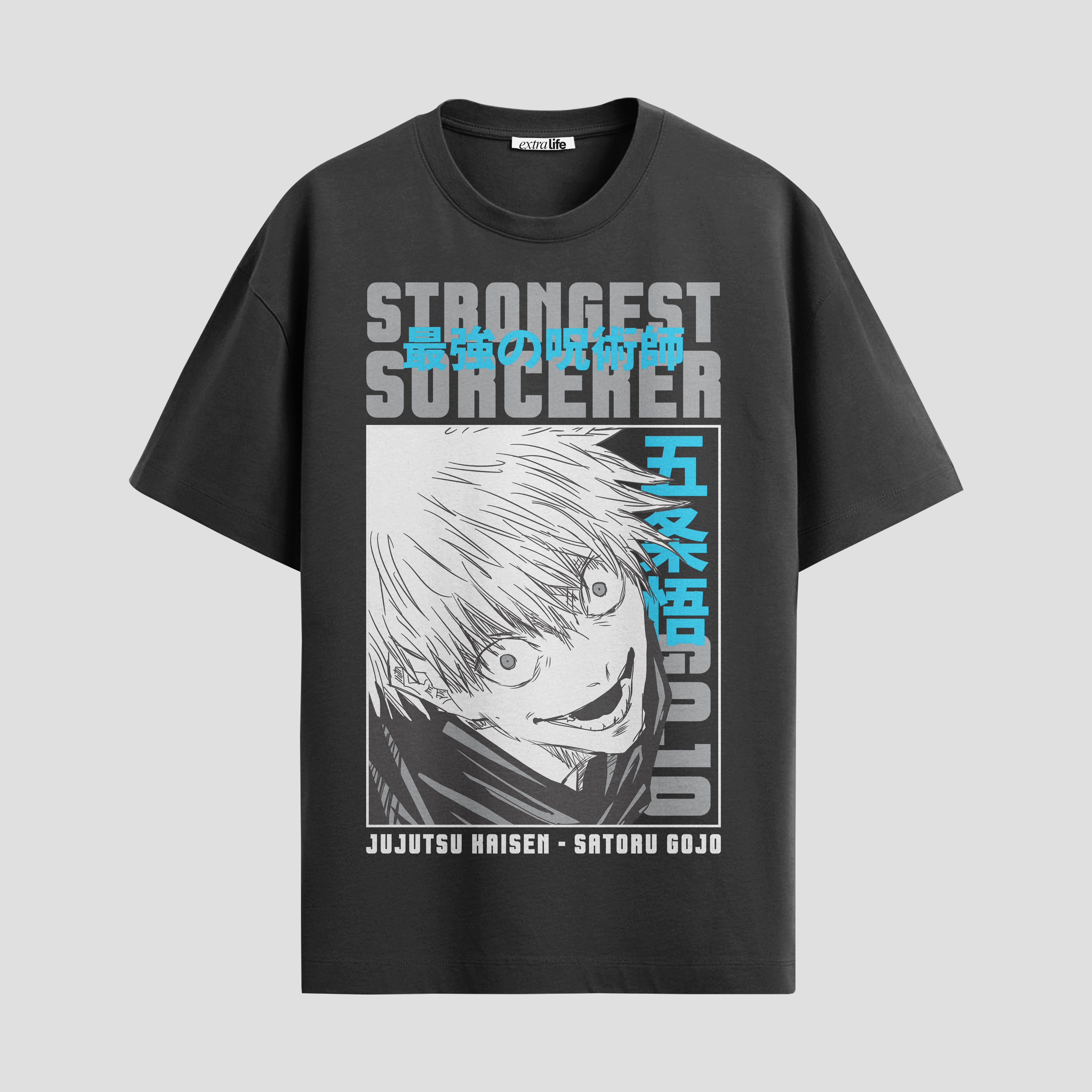 Playera urbana de anime y gaming ExtraLife MX, corte Standard Fit unisex ligero y transpirable en color Deep Black y Pure White, ropa de uso diario para gym y casual.