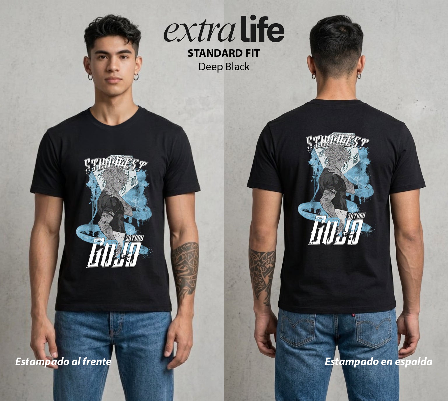 El Arte de las Maldiciones | El Mas Fuerte #01842 - Playera Standard Fit | Deep Black - Foto en modelo