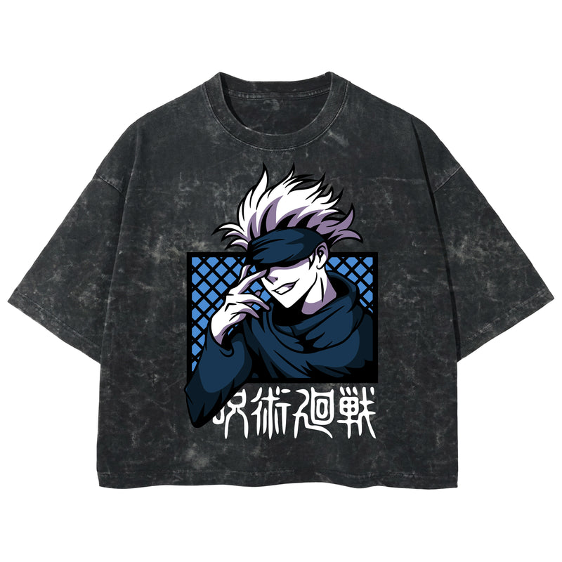 Playera streetwear premium de anime y gaming ExtraLife MX, corte boxy deluxe mineral wash heavyweight en color Acid Wash, moda urbana mexicana de culto.
