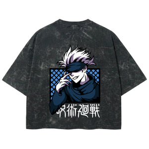 Playera streetwear premium de anime y gaming ExtraLife MX, corte boxy deluxe mineral wash heavyweight en color Acid Wash, moda urbana mexicana de culto.
