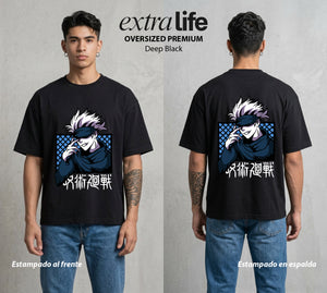 El Arte de las Maldiciones | Amor del Infinito #01843 - Playera Oversized Premium | Deep Black - Foto en modelo