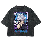 Playera streetwear premium de anime y gaming ExtraLife MX, corte boxy deluxe mineral wash heavyweight en color Acid Wash, moda urbana mexicana de culto.