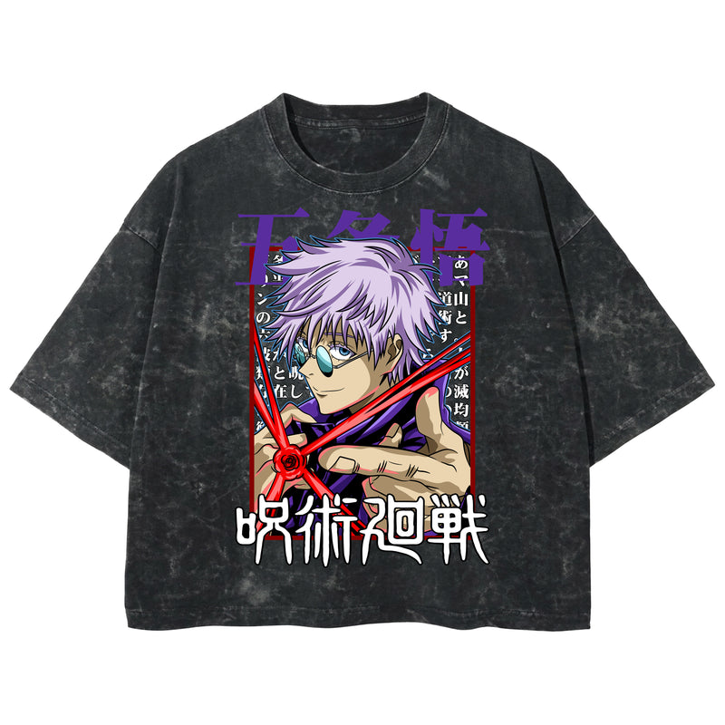 Playera streetwear premium de anime y gaming ExtraLife MX, corte boxy deluxe mineral wash heavyweight en color Acid Wash, moda urbana mexicana de culto.