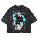 Playera streetwear premium de anime y gaming ExtraLife MX, corte boxy deluxe mineral wash heavyweight en color Acid Wash, moda urbana mexicana de culto.