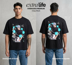 El Arte de las Maldiciones | Dominio del Infinito #01846 - Playera Oversized Premium | Deep Black - Foto en modelo