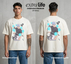 El Arte de las Maldiciones | Dominio del Infinito #01846 - Playera Oversized Premium | Off White - Foto en modelo