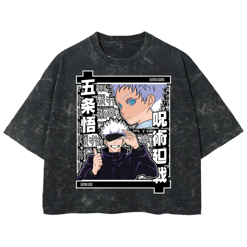 Playera streetwear premium de anime y gaming ExtraLife MX, corte boxy deluxe mineral wash heavyweight en color Acid Wash, moda urbana mexicana de culto.