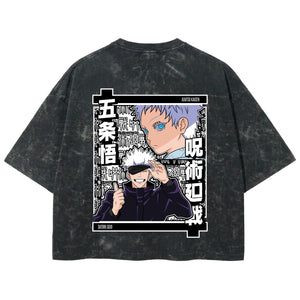Playera streetwear premium de anime y gaming ExtraLife MX, corte boxy deluxe mineral wash heavyweight en color Acid Wash, moda urbana mexicana de culto.
