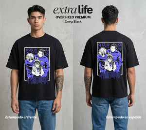 El Arte de las Maldiciones | La Niña del Abismo #01848 - Playera Oversized Premium | Deep Black - Foto en modelo