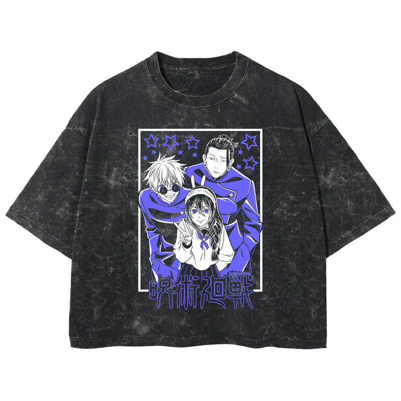 Playera streetwear premium de anime y gaming ExtraLife MX, corte boxy deluxe mineral wash heavyweight en color Acid Wash, moda urbana mexicana de culto.