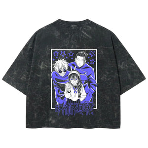 Playera streetwear premium de anime y gaming ExtraLife MX, corte boxy deluxe mineral wash heavyweight en color Acid Wash, moda urbana mexicana de culto.