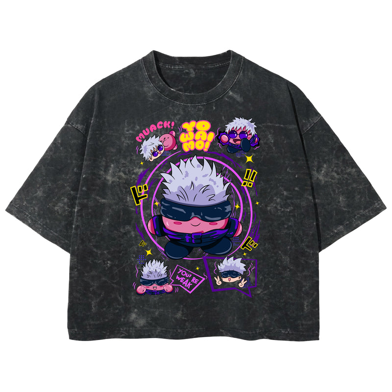 Playera streetwear premium de anime y gaming ExtraLife MX, corte boxy deluxe mineral wash heavyweight en color Acid Wash, moda urbana mexicana de culto.