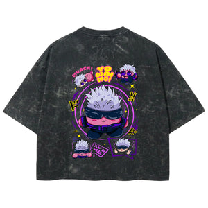 Playera streetwear premium de anime y gaming ExtraLife MX, corte boxy deluxe mineral wash heavyweight en color Acid Wash, moda urbana mexicana de culto.
