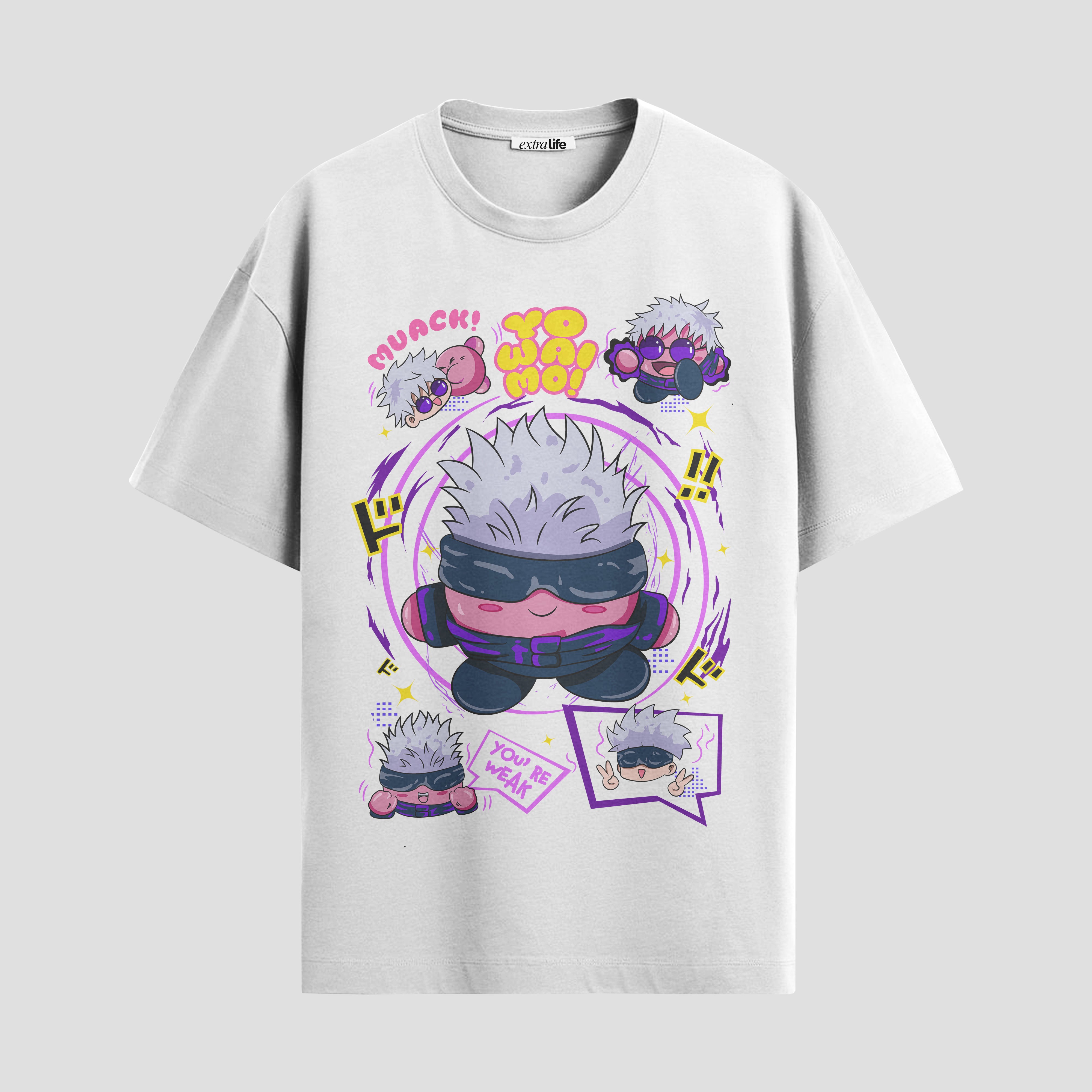 Playera urbana de anime y gaming ExtraLife MX, corte Standard Fit unisex ligero y transpirable en color Deep Black y Pure White, ropa de uso diario para gym y casual.