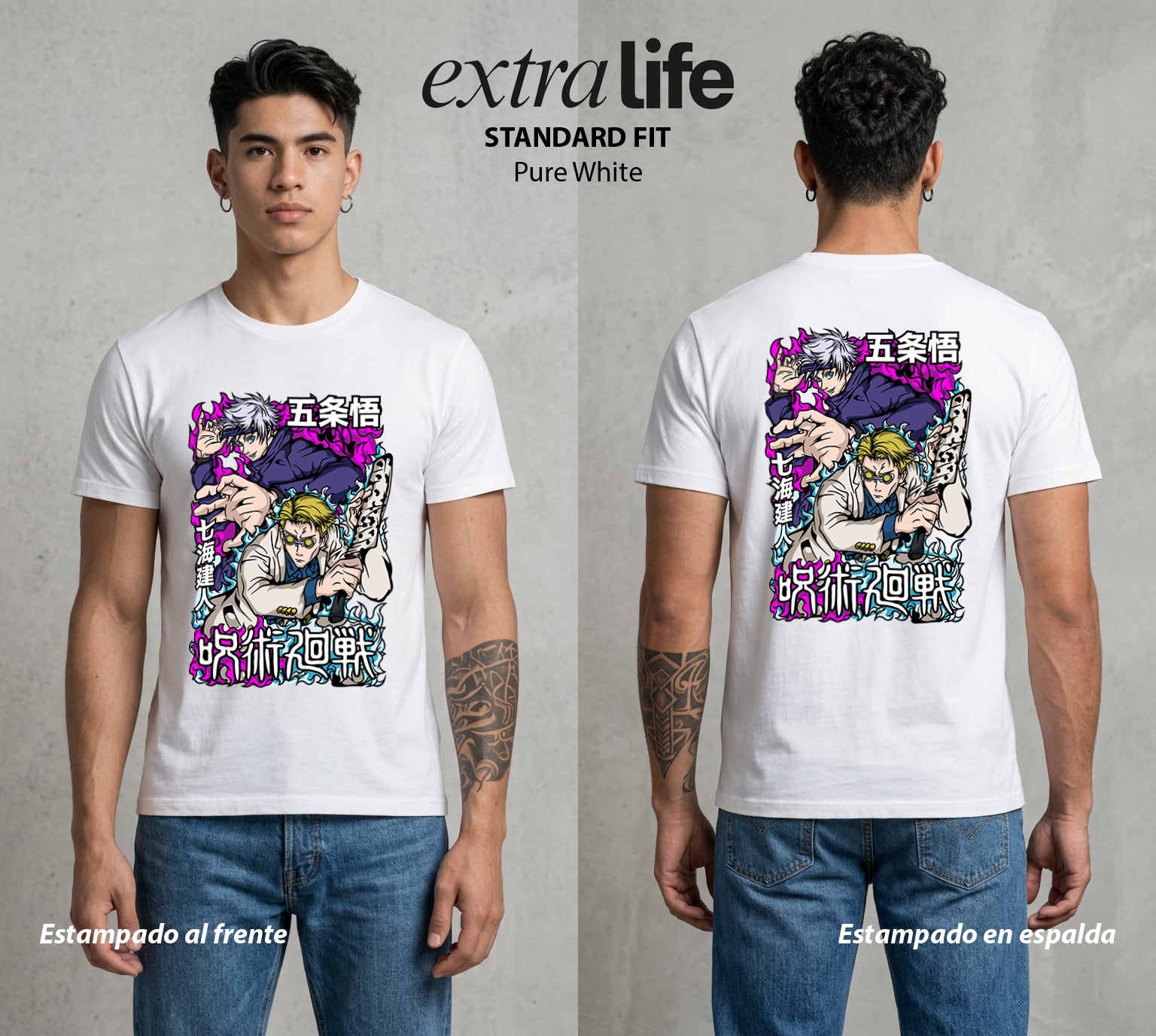 El Arte de las Maldiciones | El de Corbata y Filo #01852 - Playera Standard Fit | Pure White - Foto en modelo