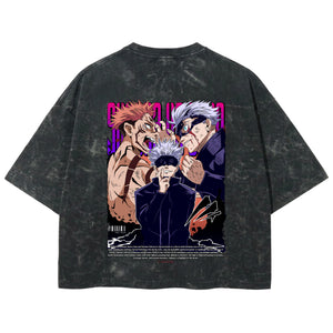Playera streetwear premium de anime y gaming ExtraLife MX, corte boxy deluxe mineral wash heavyweight en color Acid Wash, moda urbana mexicana de culto.
