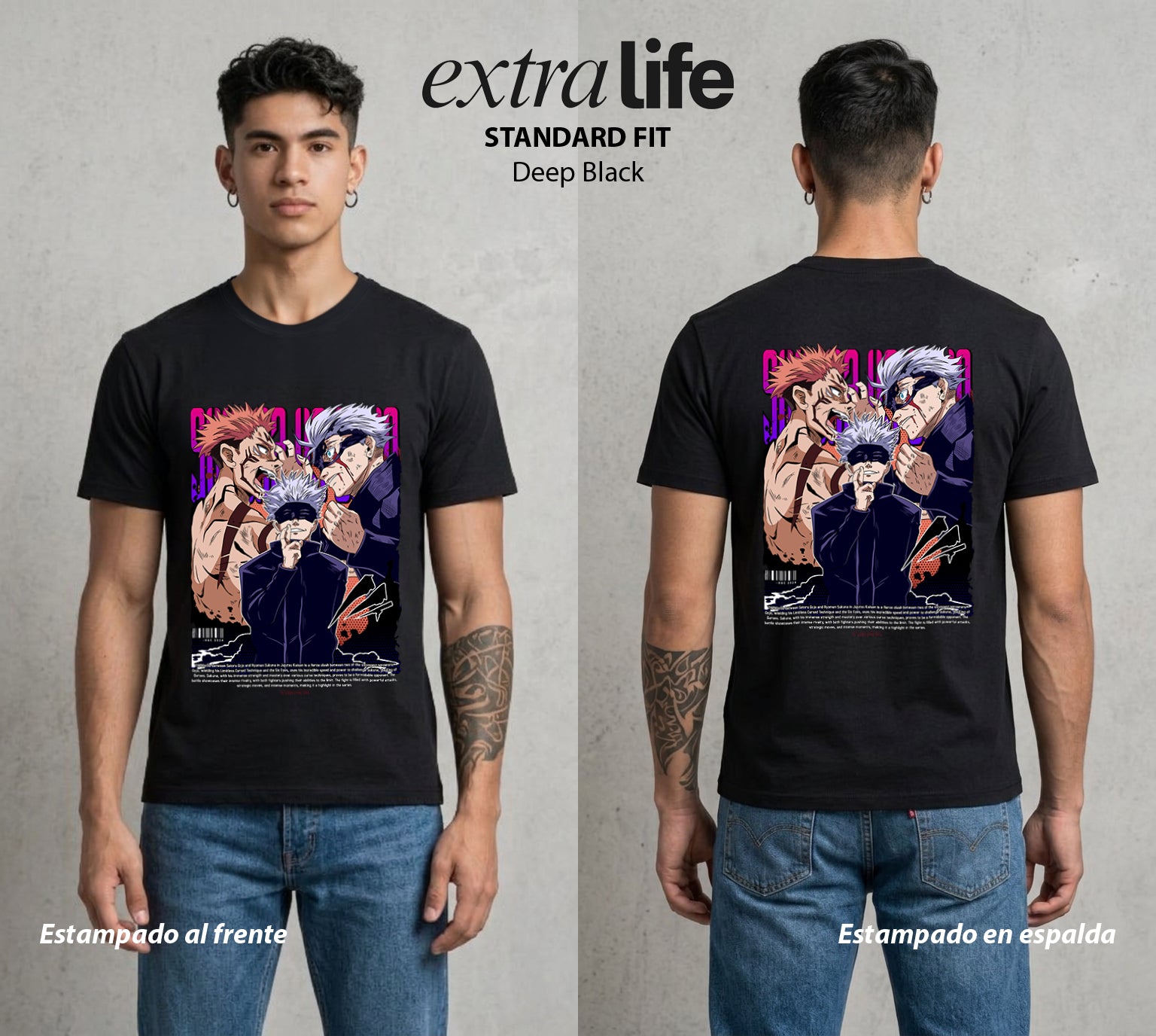 El Arte de las Maldiciones | El Rey de las Maldiciones #01854 - Playera Standard Fit | Deep Black - Foto en modelo
