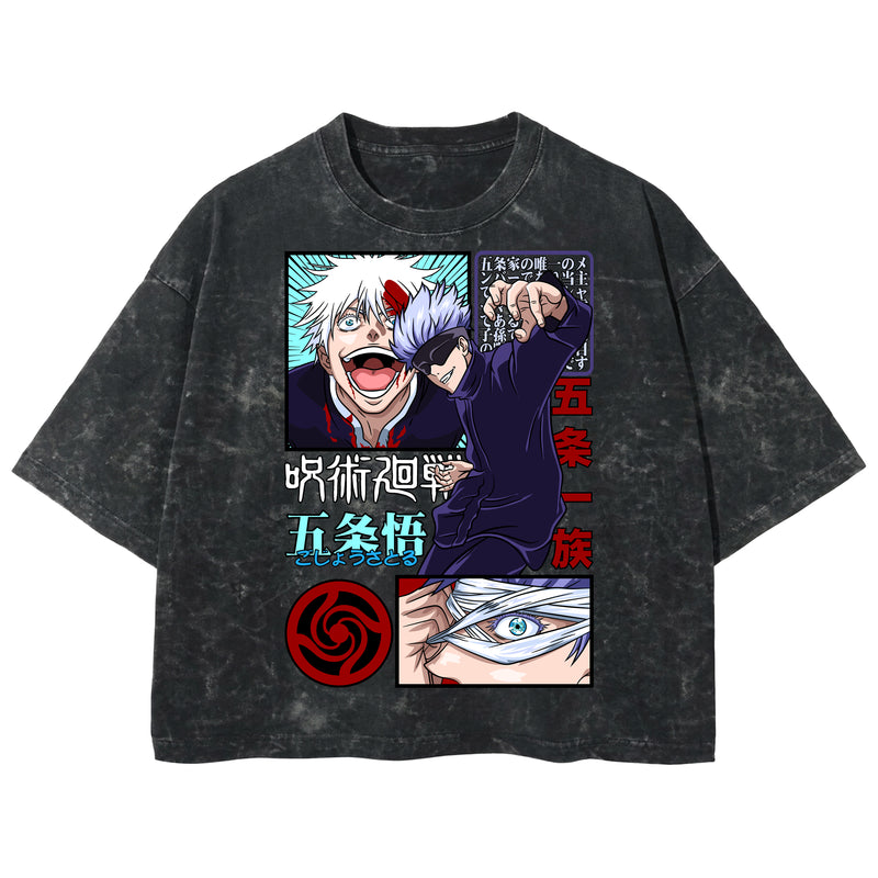 Playera streetwear premium de anime y gaming ExtraLife MX, corte boxy deluxe mineral wash heavyweight en color Acid Wash, moda urbana mexicana de culto.