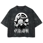 Playera streetwear premium de anime y gaming ExtraLife MX, corte boxy deluxe mineral wash heavyweight en color Acid Wash, moda urbana mexicana de culto.