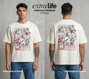 El Arte de las Maldiciones | El Demonio de la Planta #01859 - Playera Oversized Premium | Off White - Foto en modelo