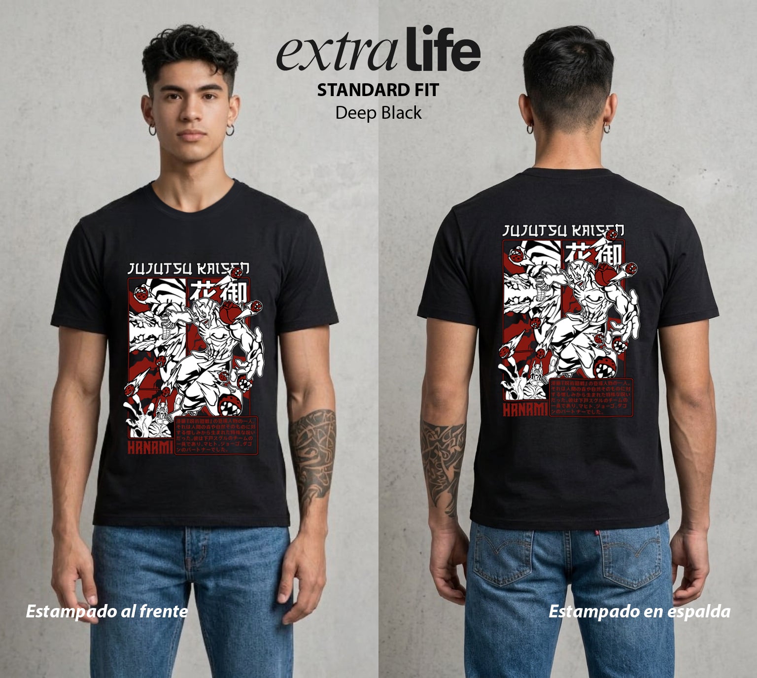 El Arte de las Maldiciones | El Demonio de la Planta #01859 - Playera Standard Fit | Deep Black - Foto en modelo