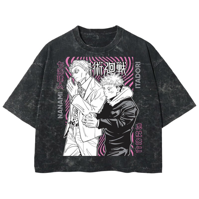 Playera streetwear premium de anime y gaming ExtraLife MX, corte boxy deluxe mineral wash heavyweight en color Acid Wash, moda urbana mexicana de culto.