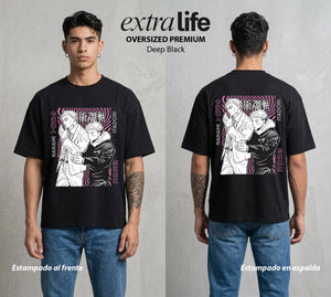 El Arte de las Maldiciones | El de Corbata y Filo #01860 - Playera Oversized Premium | Deep Black - Foto en modelo