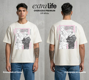 El Arte de las Maldiciones | El de Corbata y Filo #01860 - Playera Oversized Premium | Off White - Foto en modelo