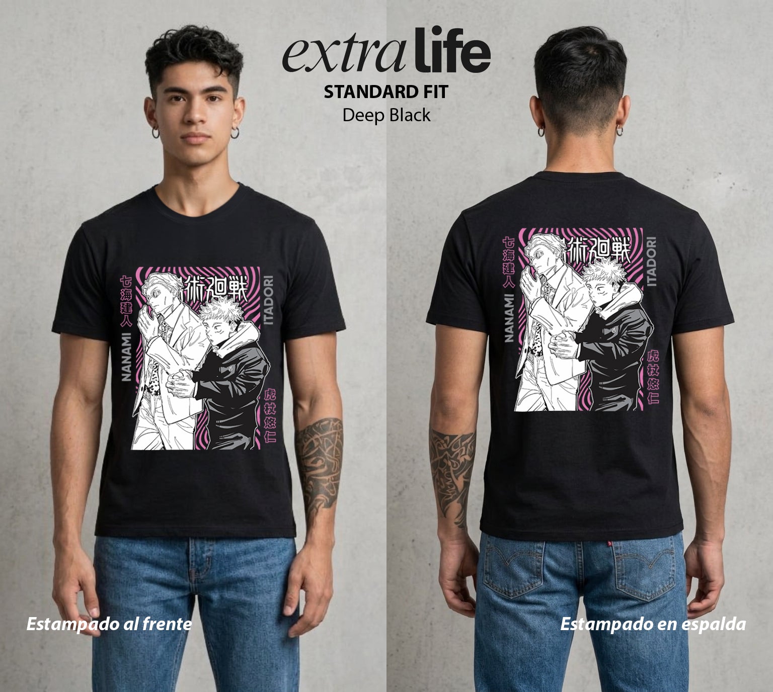El Arte de las Maldiciones | El de Corbata y Filo #01860 - Playera Standard Fit | Deep Black - Foto en modelo