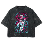 Playera streetwear premium de anime y gaming ExtraLife MX, corte boxy deluxe mineral wash heavyweight en color Acid Wash, moda urbana mexicana de culto.