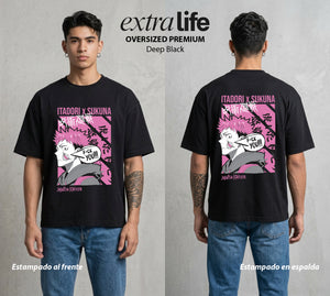 El Arte de las Maldiciones | La Maldicion Original #01864 - Playera Oversized Premium | Deep Black - Foto en modelo