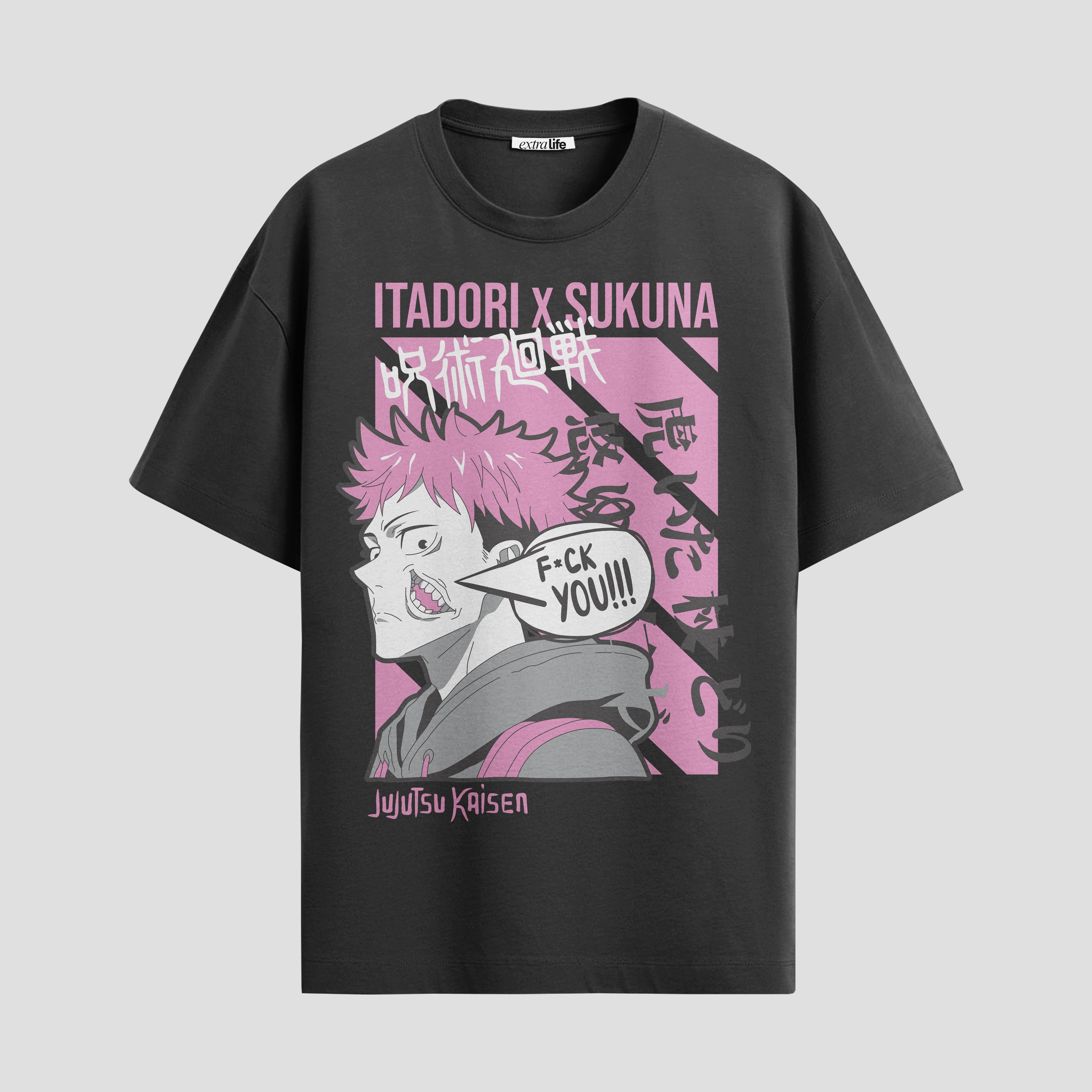 Playera urbana de anime y gaming ExtraLife MX, corte Standard Fit unisex ligero y transpirable en color Deep Black y Pure White, ropa de uso diario para gym y casual.