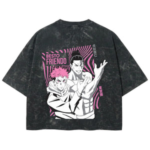 Playera streetwear premium de anime y gaming ExtraLife MX, corte boxy deluxe mineral wash heavyweight en color Acid Wash, moda urbana mexicana de culto.