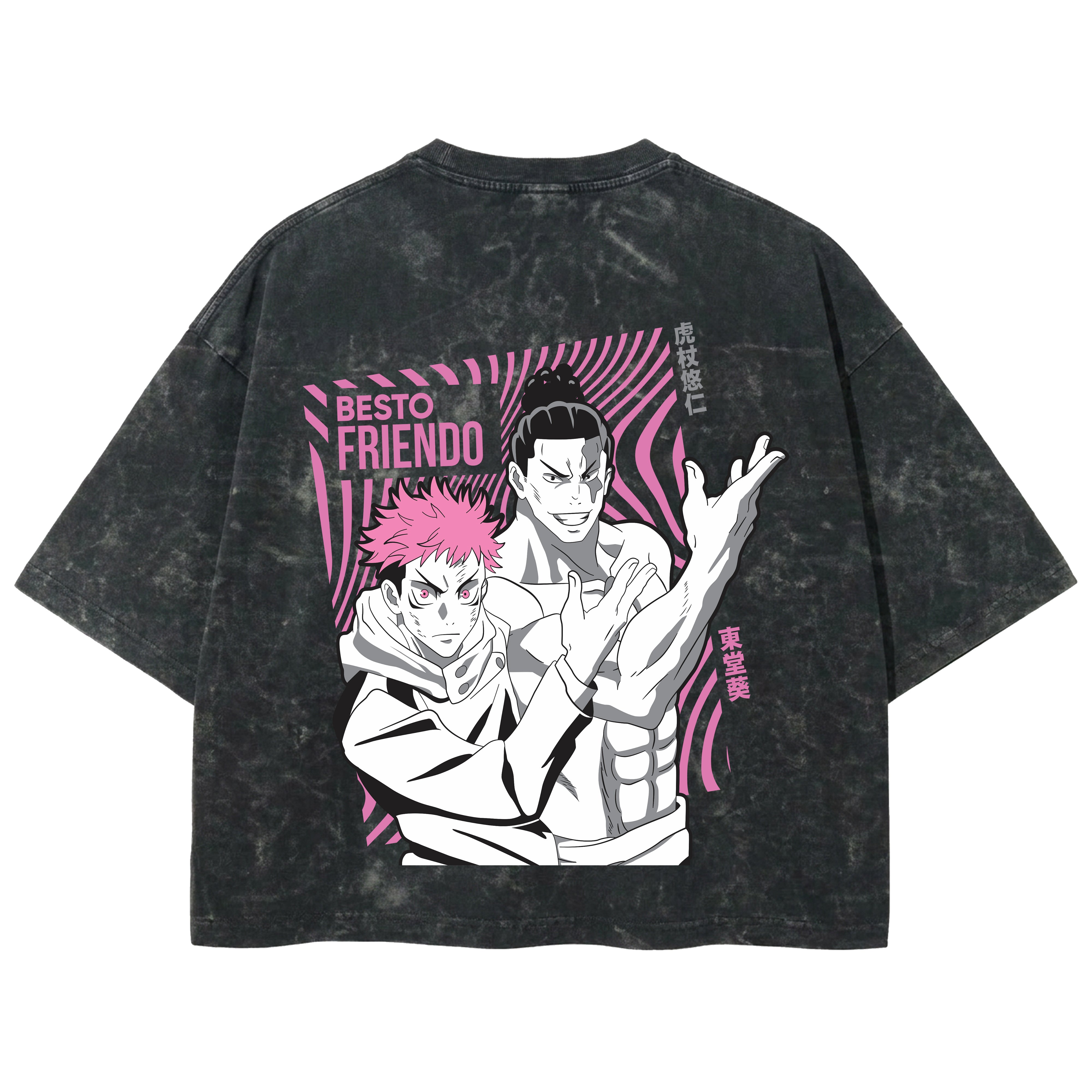 Playera streetwear premium de anime y gaming ExtraLife MX, corte boxy deluxe mineral wash heavyweight en color Acid Wash, moda urbana mexicana de culto.