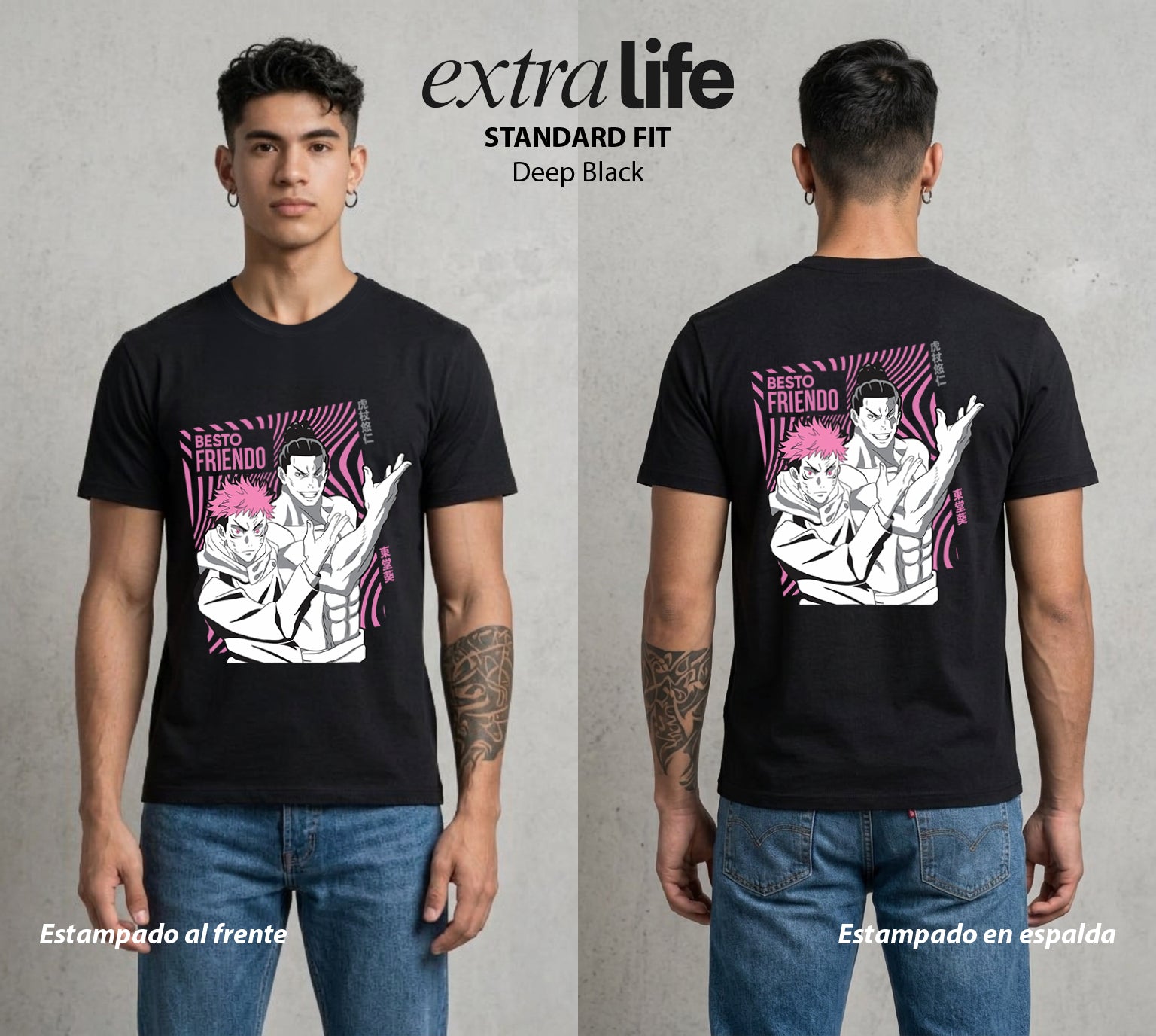 El Arte de las Maldiciones | El Corazon del Poder #01865 - Playera Standard Fit | Deep Black - Foto en modelo