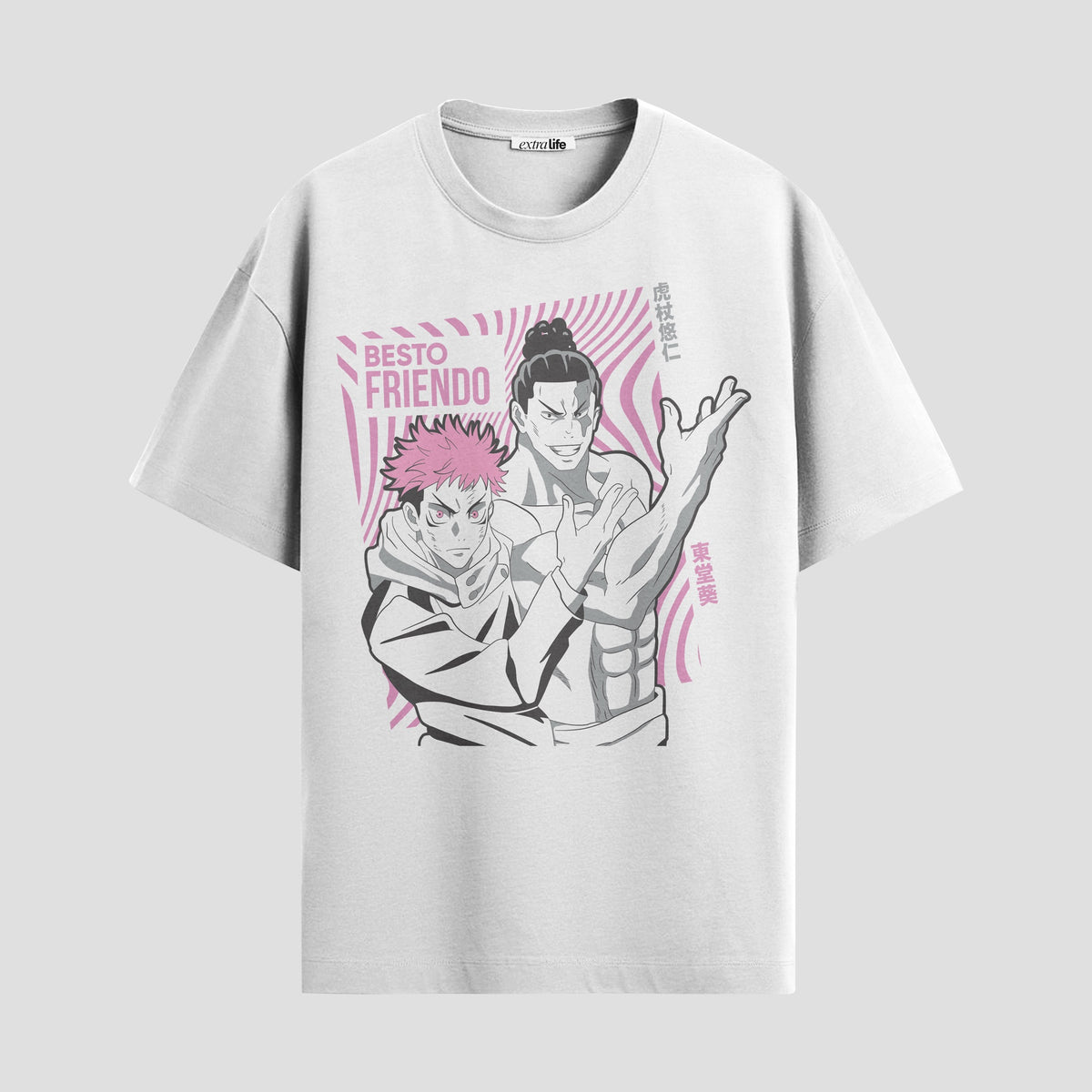 Playera urbana de anime y gaming ExtraLife MX, corte Classic Premium unisex ligero y transpirable en color Deep Black y Pure White, ropa de uso diario para gym y casual.