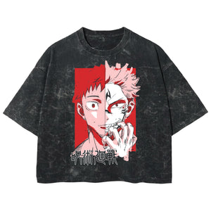 Playera streetwear premium de anime y gaming ExtraLife MX, corte boxy deluxe mineral wash heavyweight en color Acid Wash, moda urbana mexicana de culto.