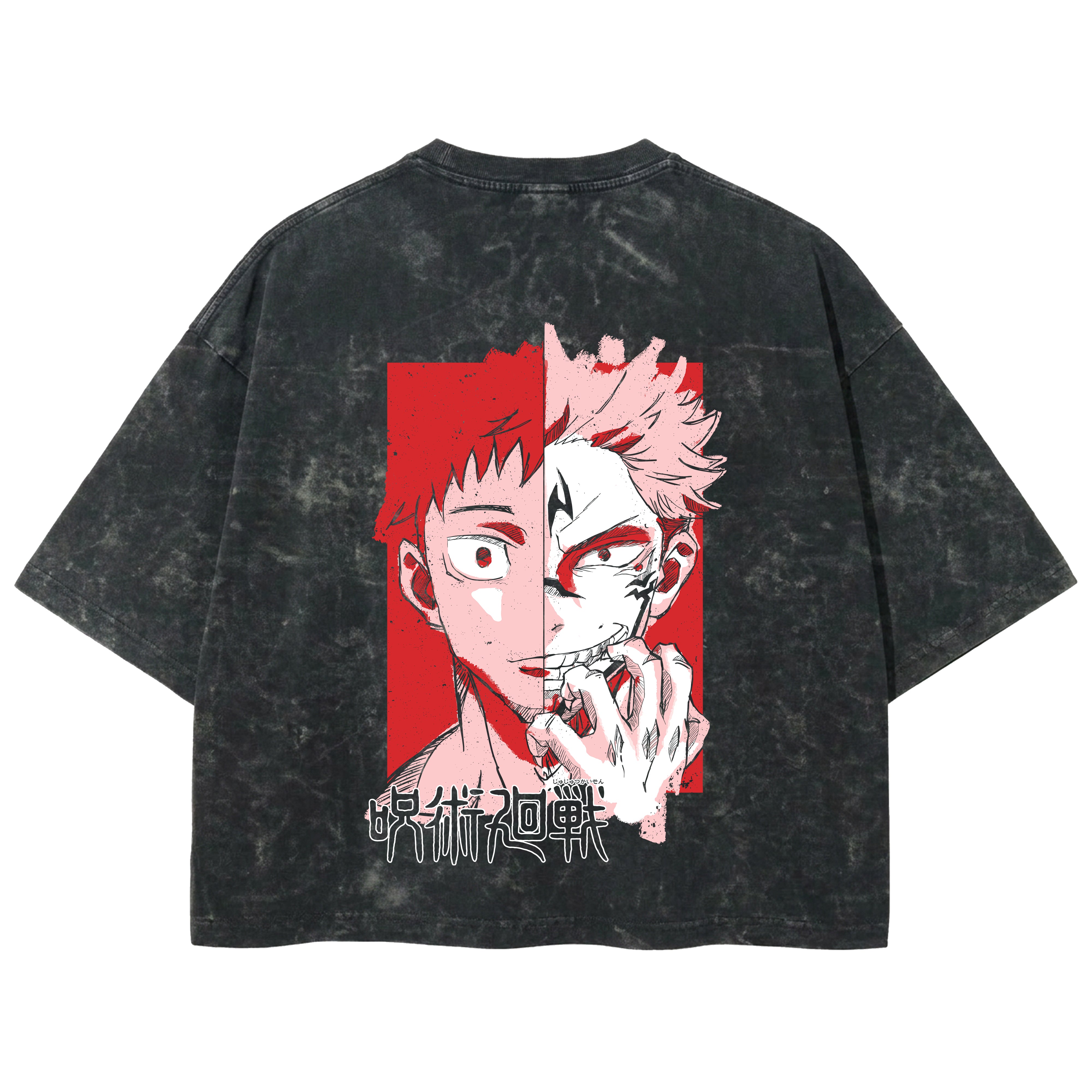 Playera streetwear premium de anime y gaming ExtraLife MX, corte boxy deluxe mineral wash heavyweight en color Acid Wash, moda urbana mexicana de culto.