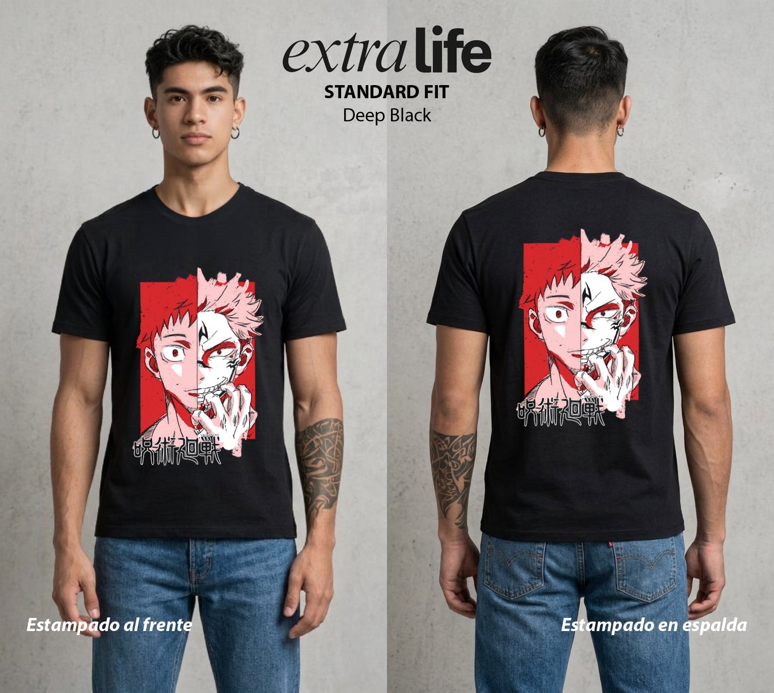 El Arte de las Maldiciones | El Recipiente del Rey #01867 - Playera Standard Fit | Deep Black - Foto en modelo
