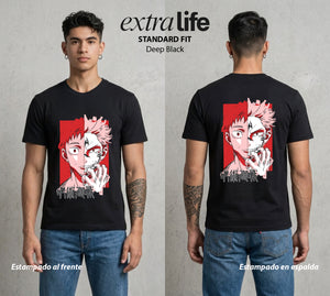 El Arte de las Maldiciones | El Recipiente del Rey #01867 - Playera Standard Fit | Deep Black - Foto en modelo